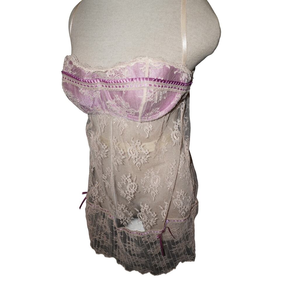 Delicates Lace Babydoll Chemise White Purple Coquette Fairycore Lingerie L - Picture 5 of 15